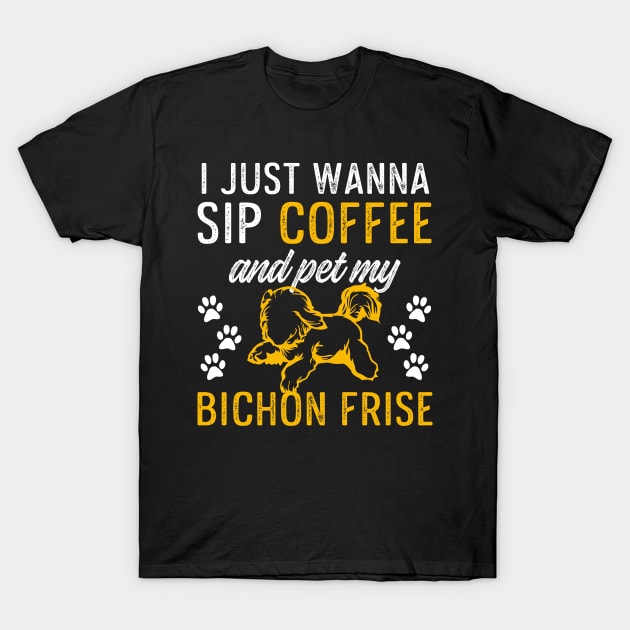 Bichon Frise Merch Cute Bichon and Coffee Design for Clothing and Gifts T-Shirt by InnerMagic